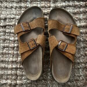 Birkenstock Suede Double Strap Sandals in Brown